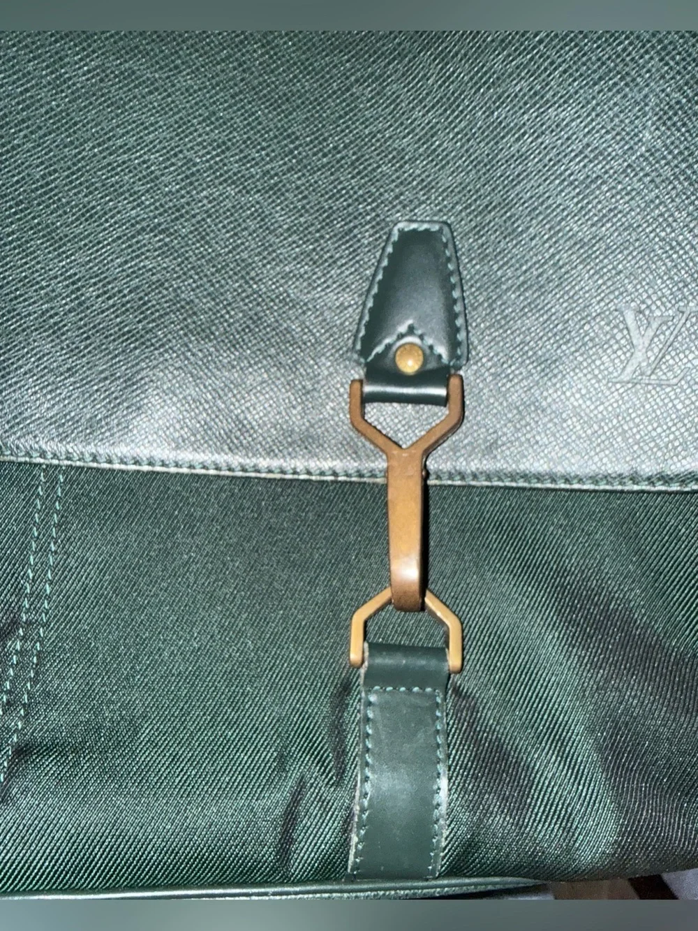 Louis Vuitton Dark Green Taiga  Leather Messenger Bag with Brass Hardware